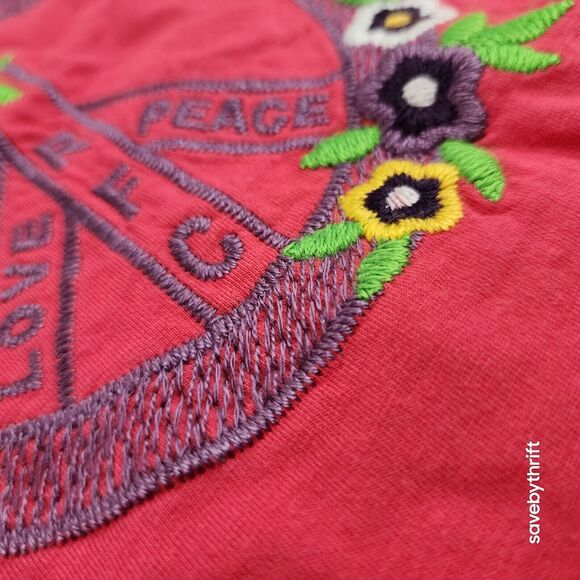 Vintage Rainforest Cafe Downtown Disney T Shirt Size XL Embroidered Peace Floral - Picture 6 of 11